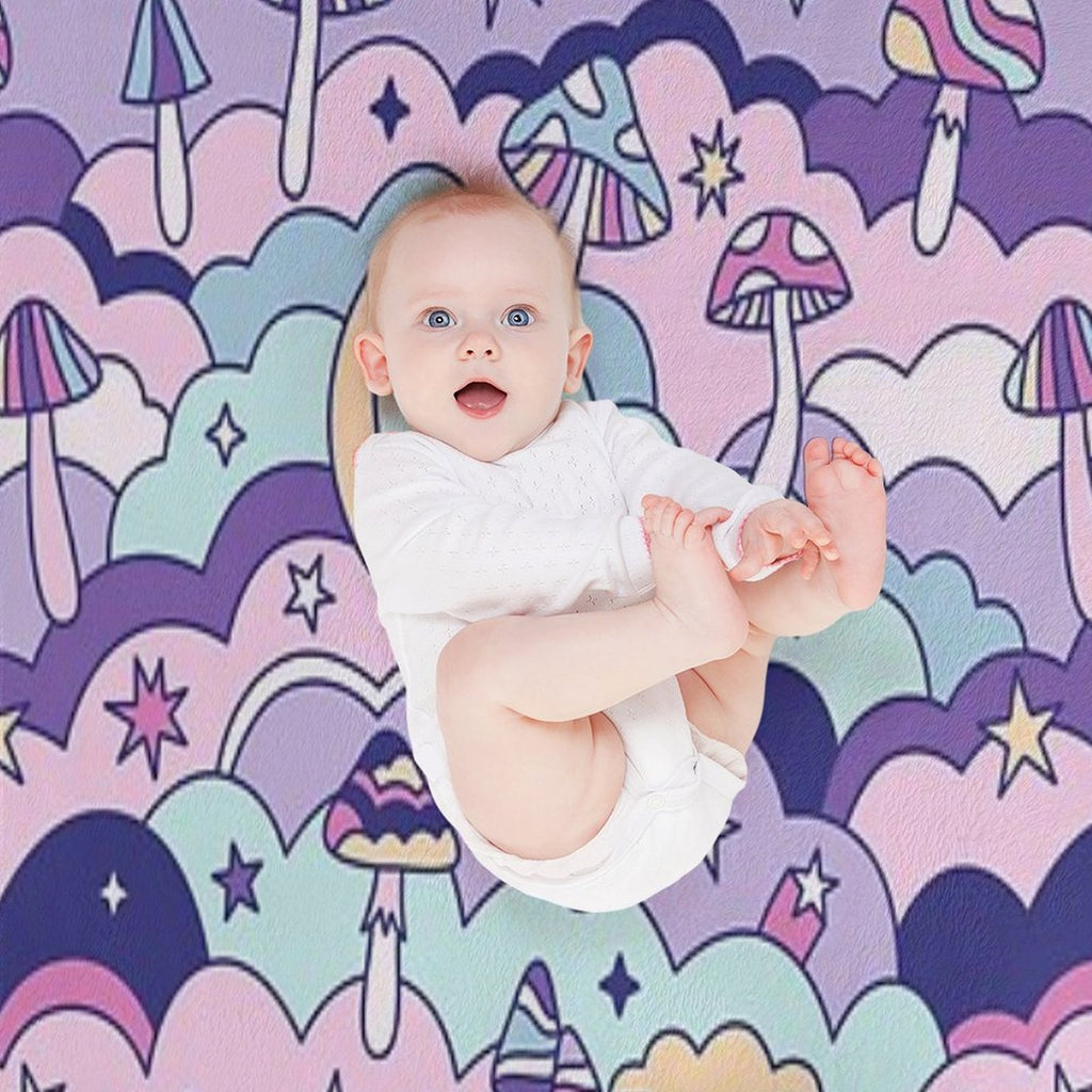 Cosmic Mushrooms Machine-washable Throw Blanket