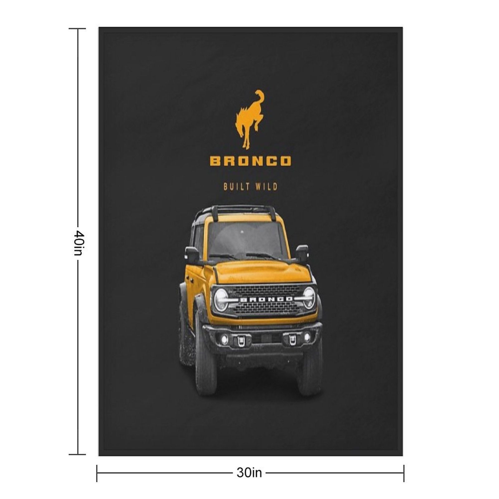 Bronco And Logo - Cyber Orange Sustainable Throw Blanket