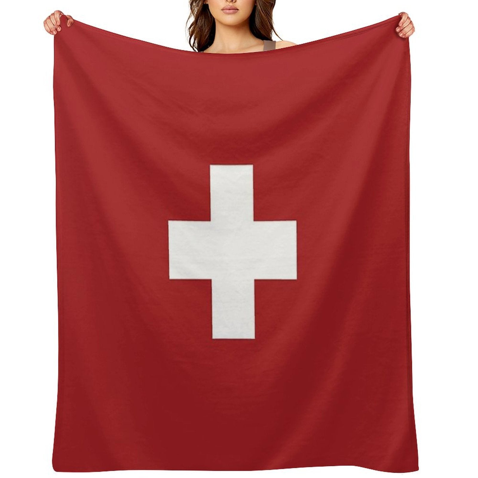 Swiss Cross Red Lightweight Throw Blanket