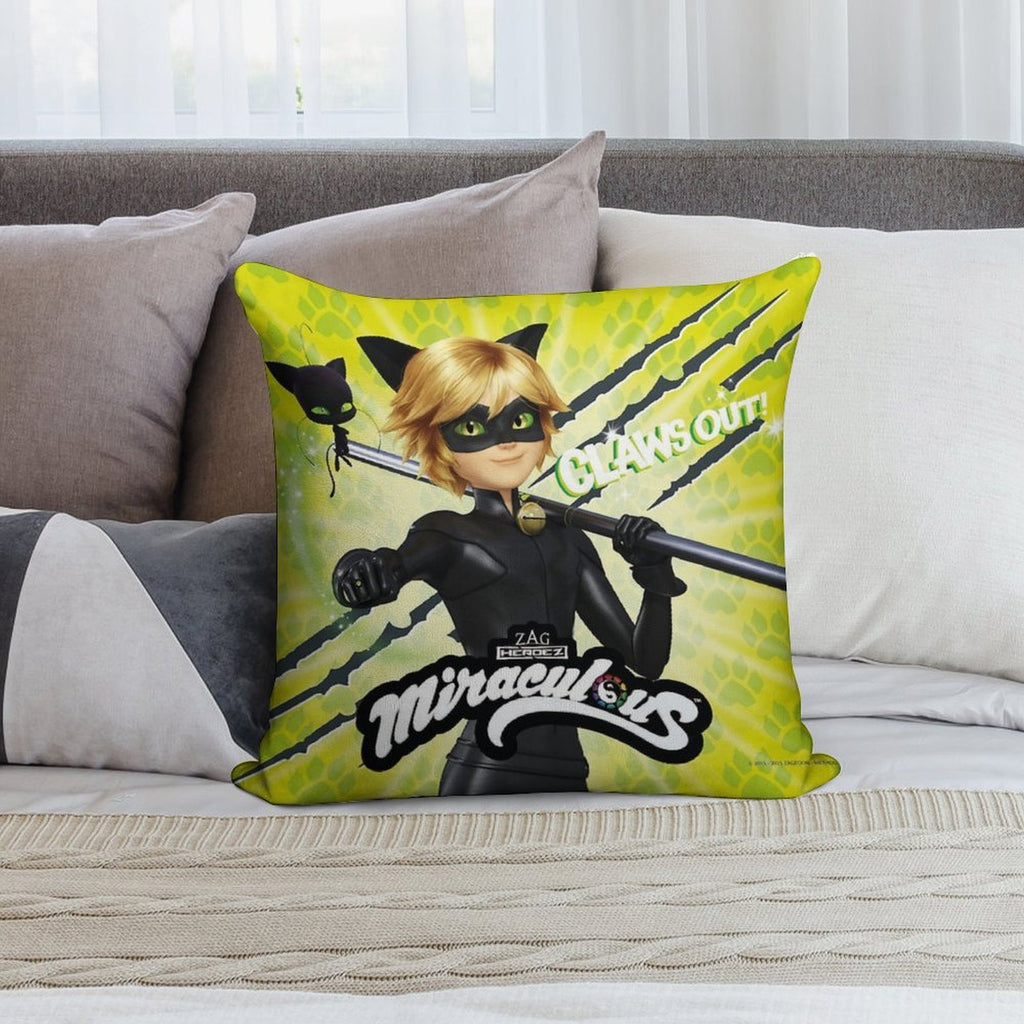 Miraculous Ladybug - Character Focus Cat Noir Claws Out Soft Decorative Cover Throw Pillow