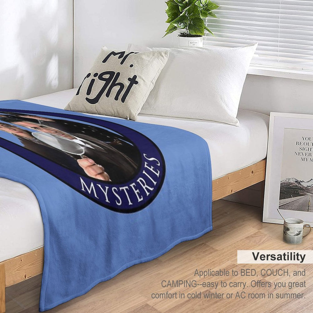 Murdoch Mysteries Design in Blue Durable Throw Blanket