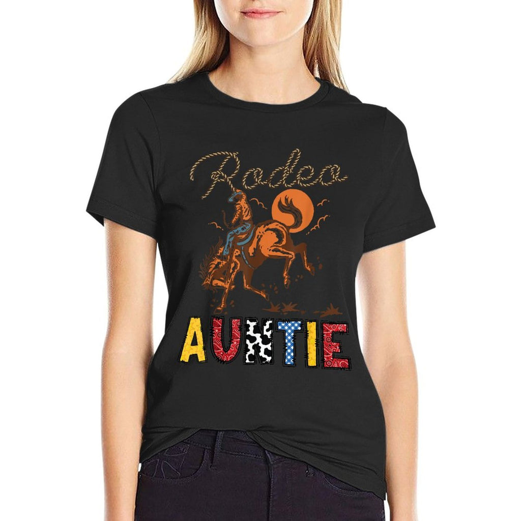 Rodeo Auntie Cowboy Cowgirl Birthday Matching Family  High-quality Stitching T-Shirt