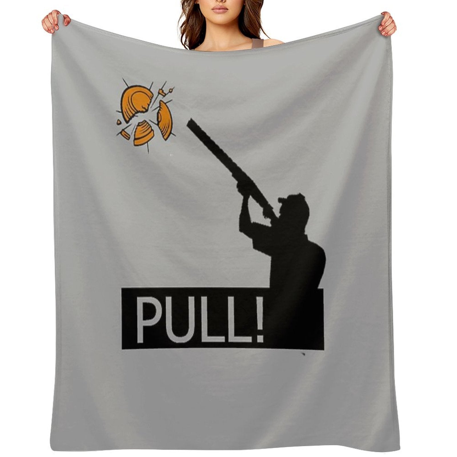 Skeet Clay Shooting Pigeon Trap Bird Hunters PULL! Shrink-resistant Throw Blanket