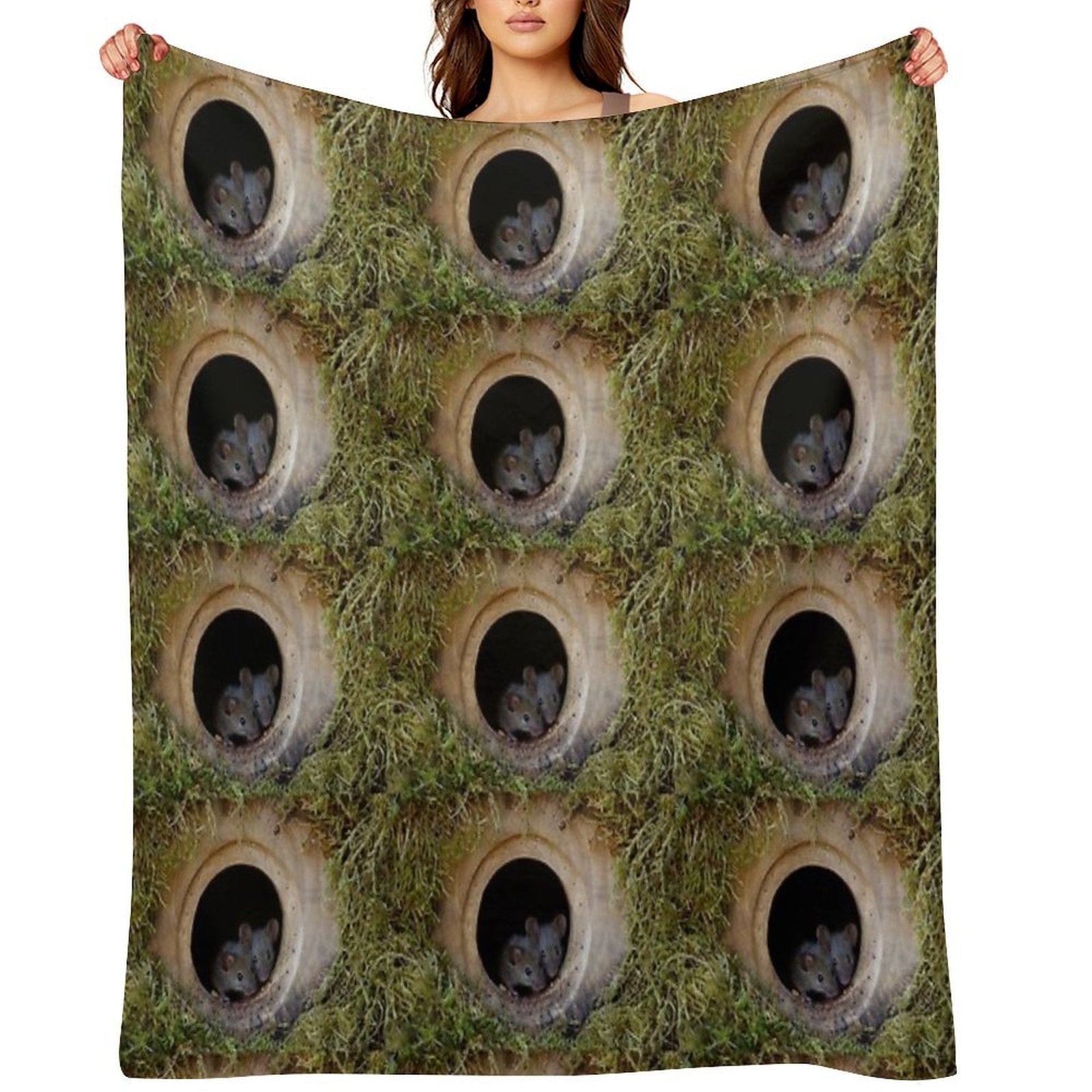 Two Baby Mice in The Log Pile All-season Throw Blanket