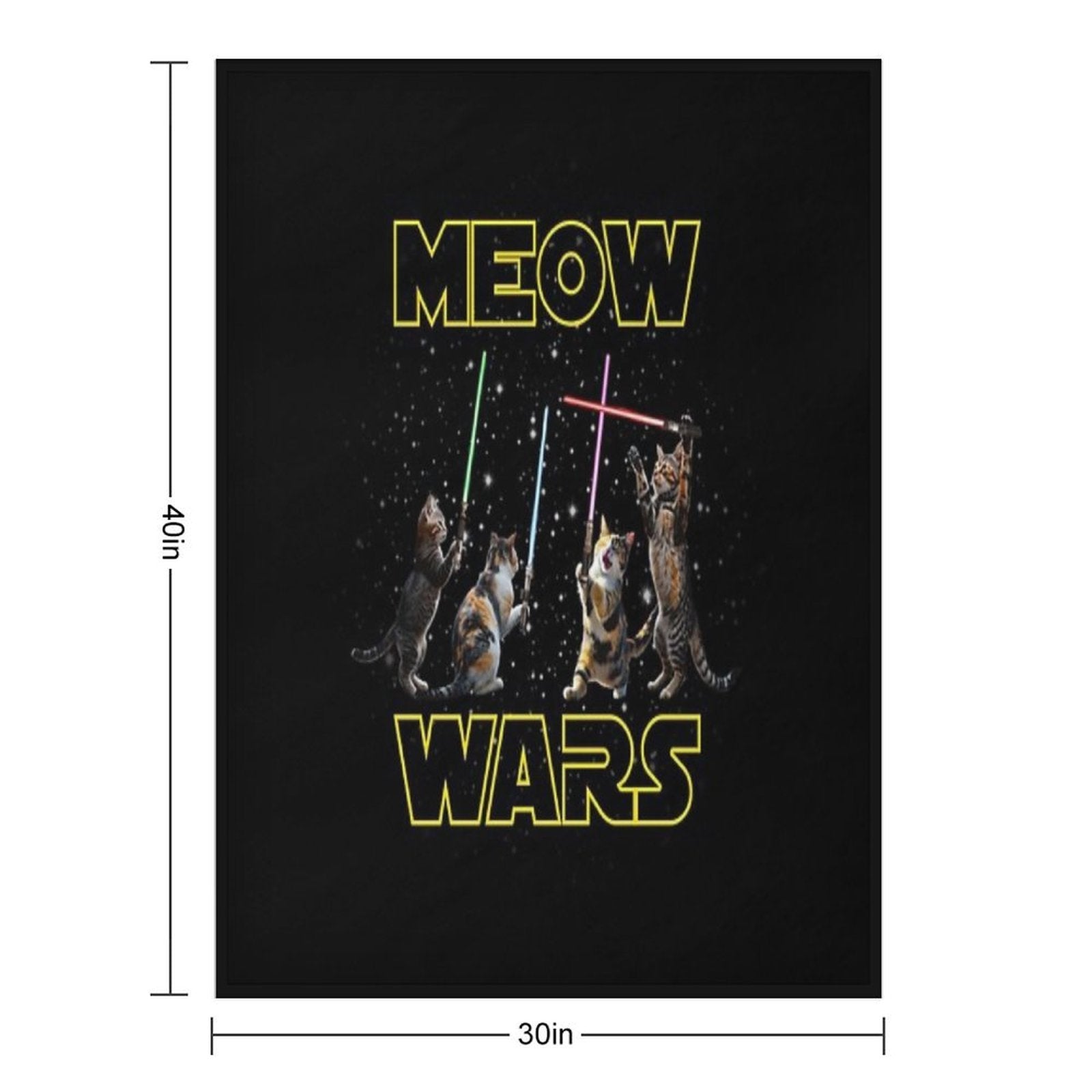 Meow Wars Galactic Kittens Wielding Lightsabers Velvety-soft Throw Blanket