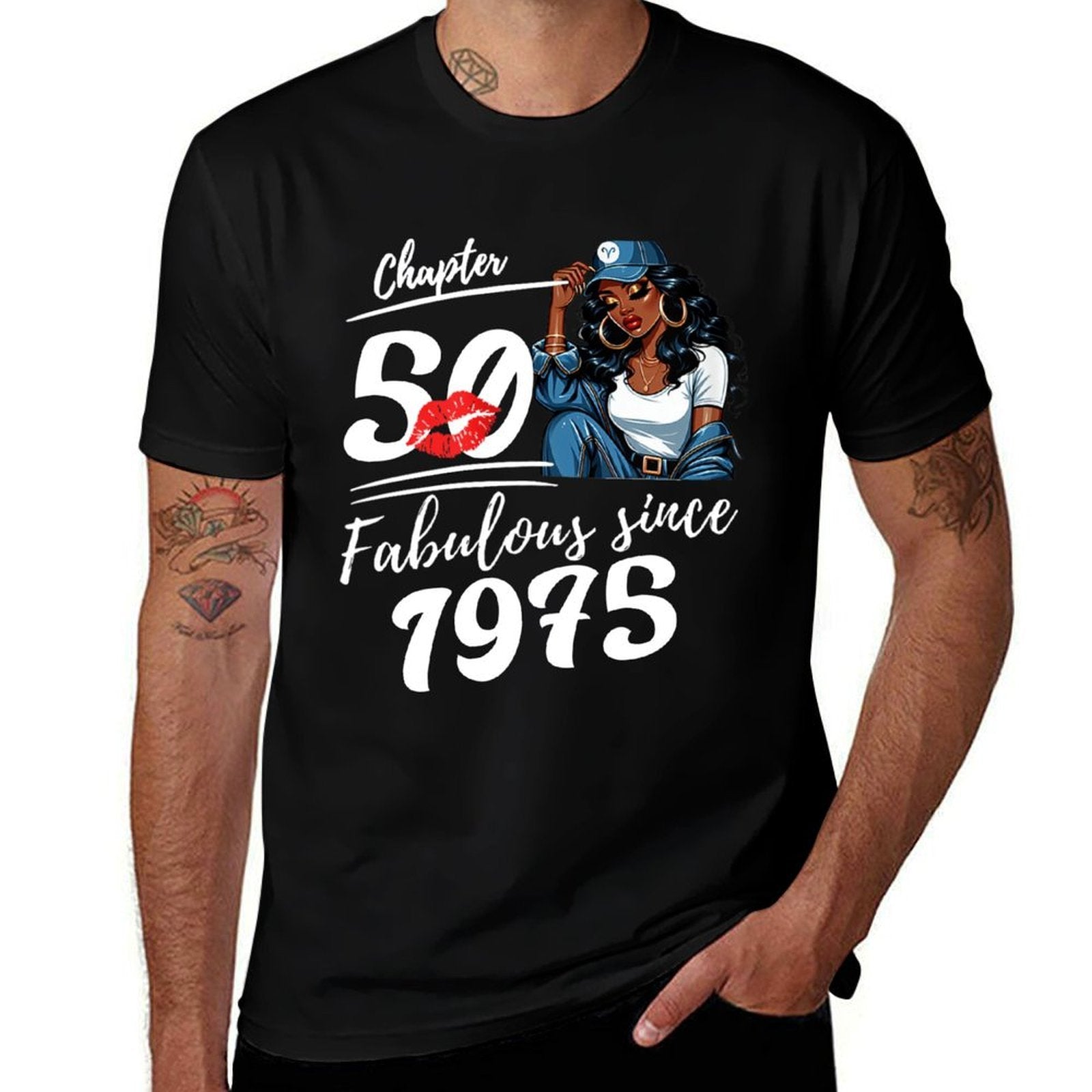 Chapter 50 Fabulous Since 1975 50th Birthday Women Melanin  Eco-friendly Material T-Shirt