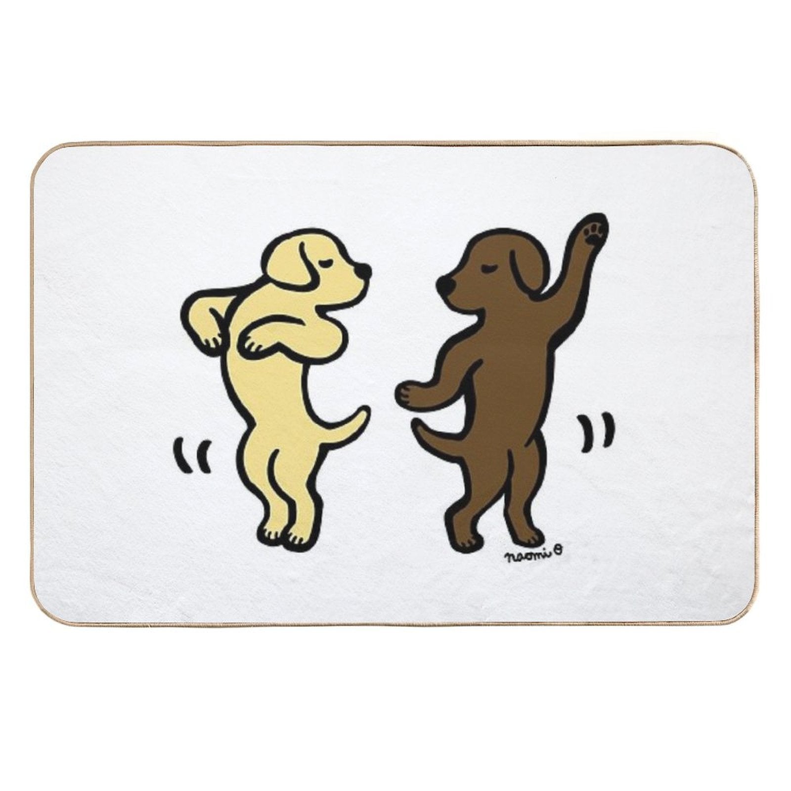 Dancing Yellow And Chocolate Labradors  Dirt-Trapping Bath Mat