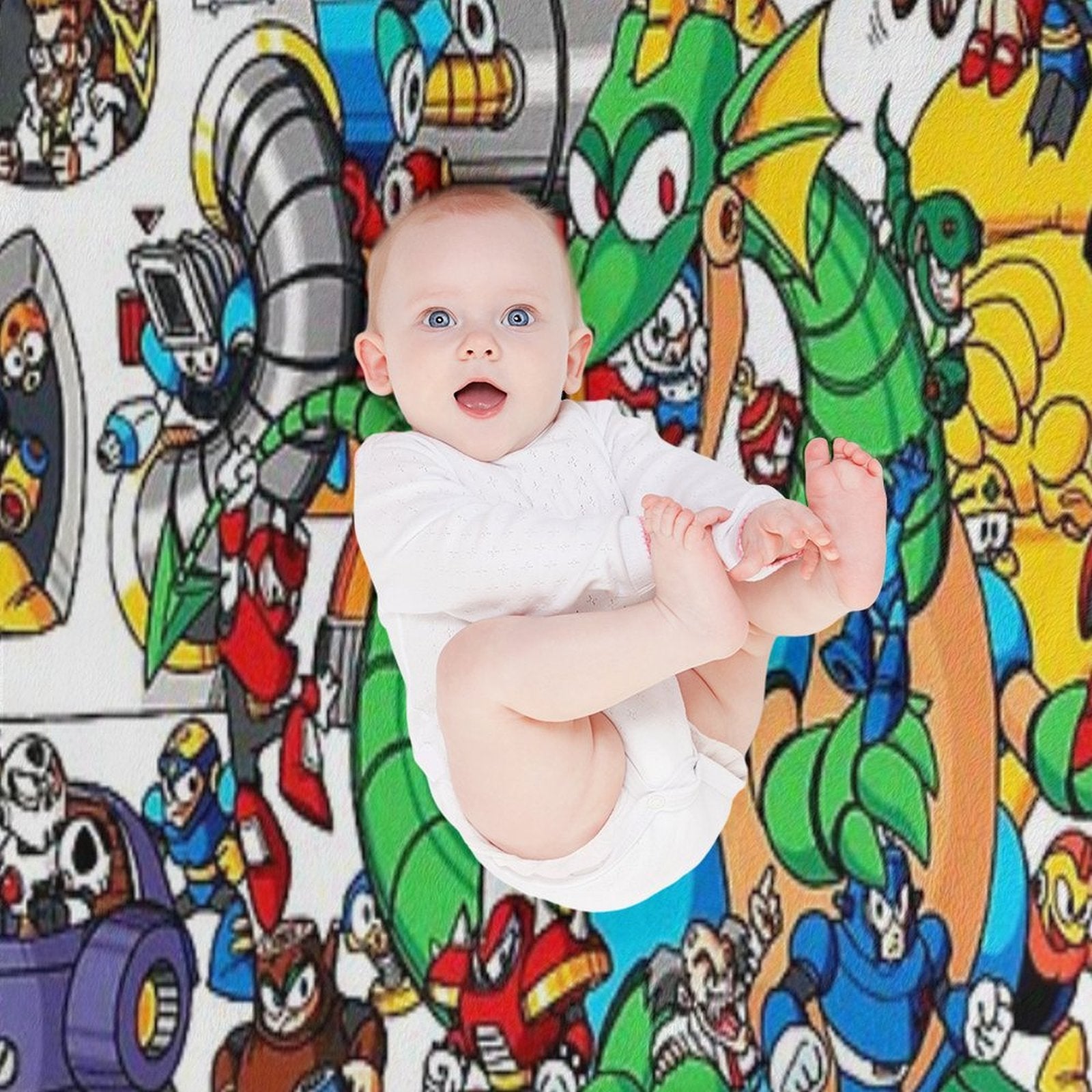 Mega Man And All of His Enemies Shrink-resistant Throw Blanket