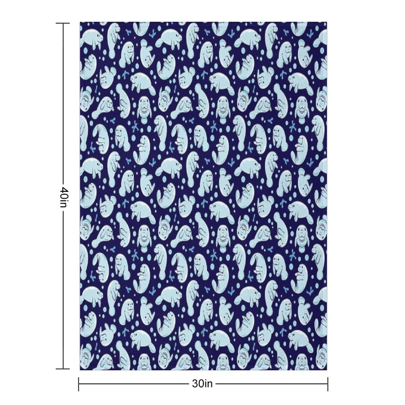 Cute Manatee Pattern - Blue Underwater Pattern Compact Throw Blanket