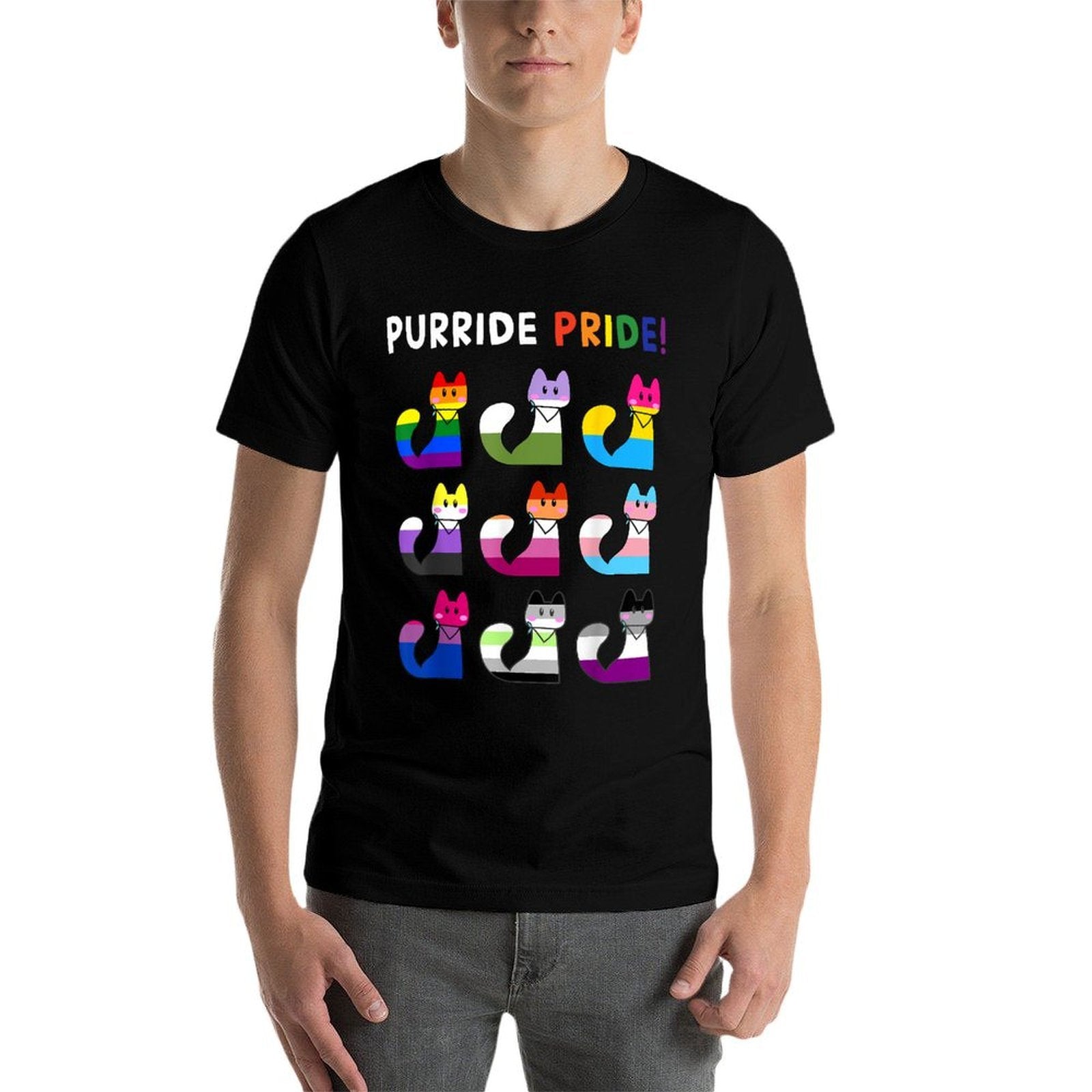 Purride Pride Cat LGBT Gay Pride Month Cute Pet Rainbow  Easy-care T-Shirt