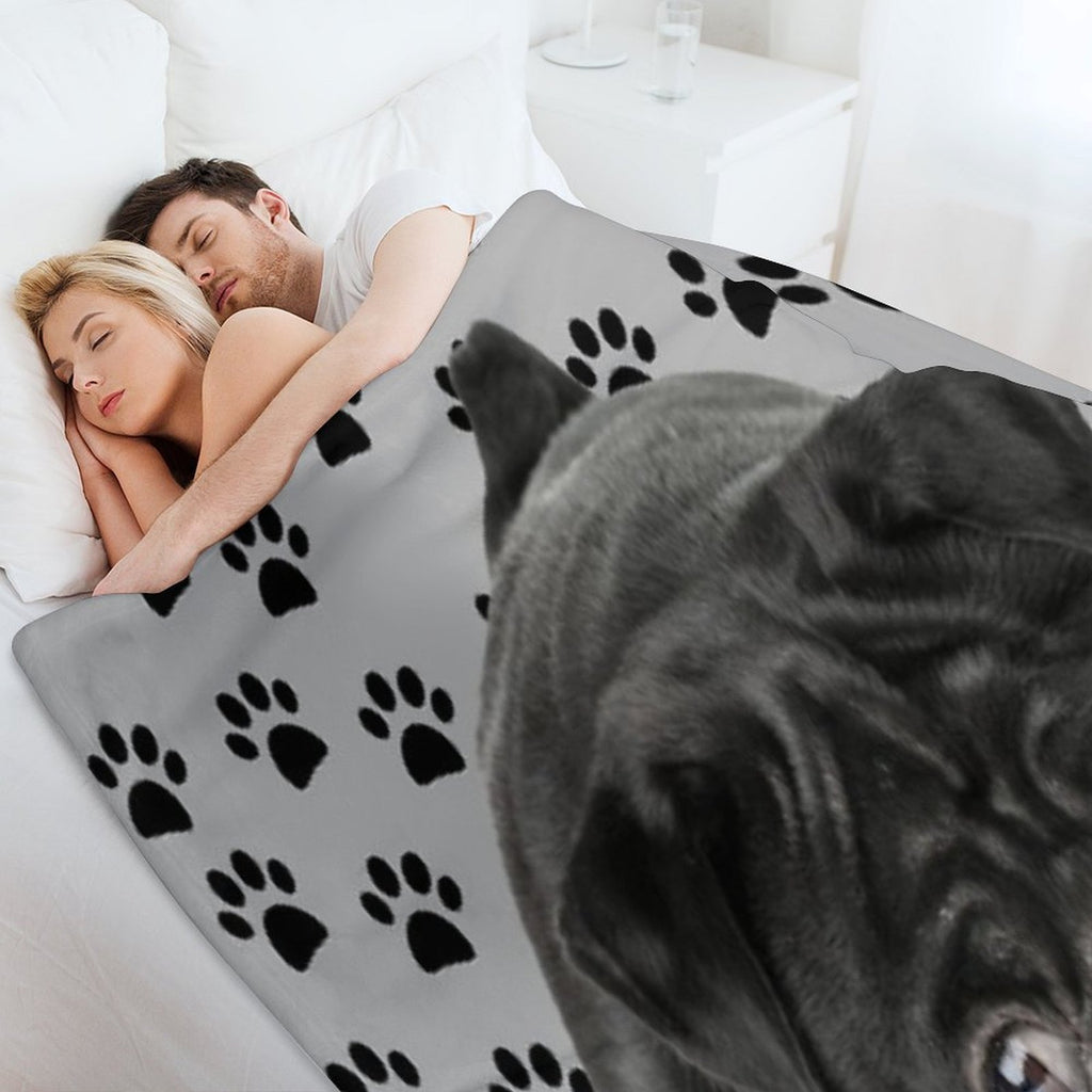 Adorable Black Pug Durable Throw Blanket