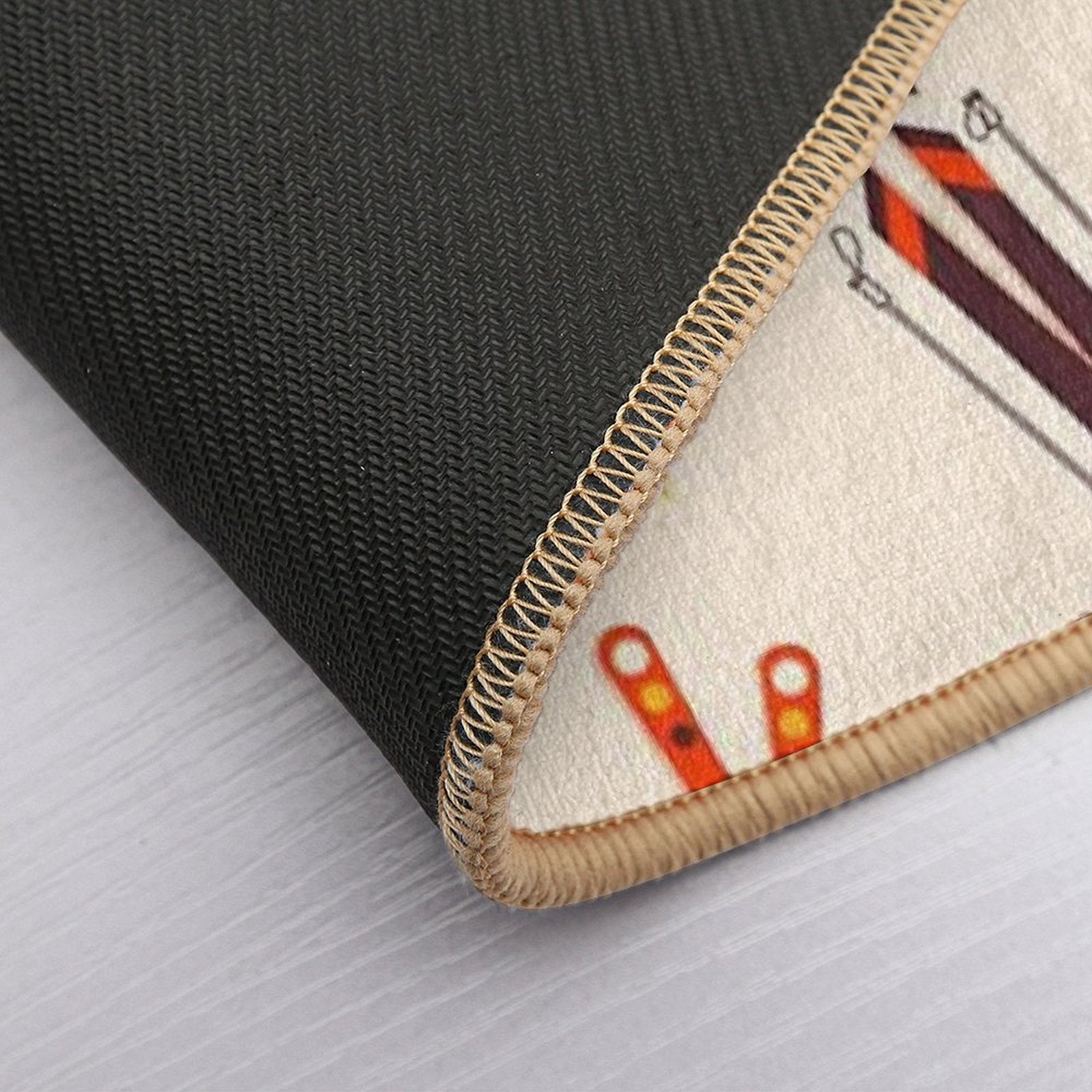 Retro Ski Pattern on Cream  Anti-Trip Bath Mat