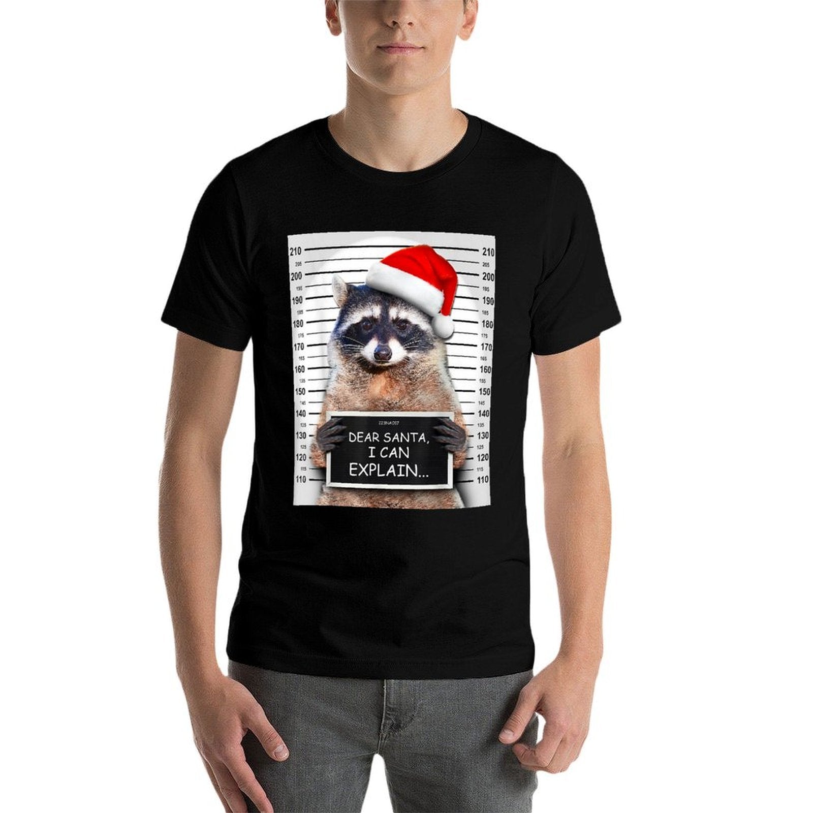 Dear Santa I Can Explain Funny Christmas Raccoon  Moisture-wicking T-Shirt
