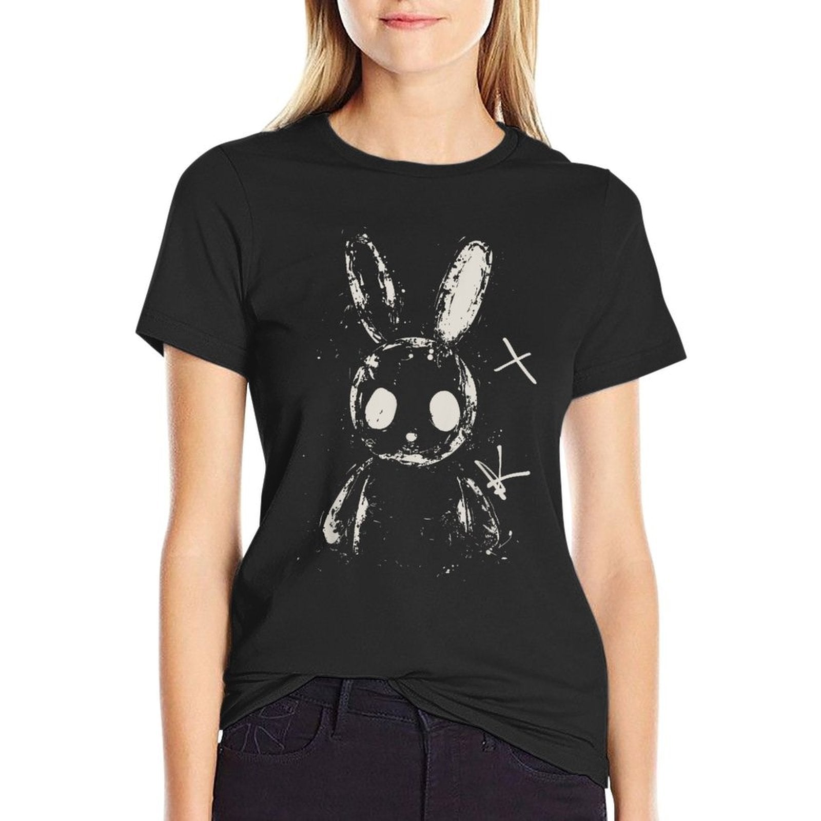 Creepy Cute Bunny Rabbit Alt Goth Grunge Horror Aesthetic, Small  Tagless Design T-Shirt