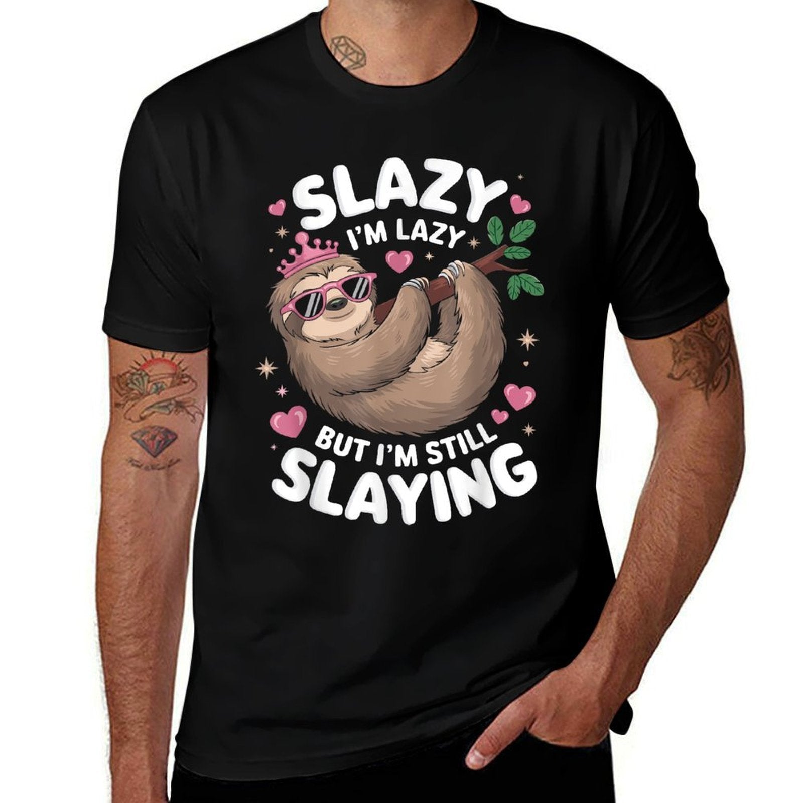 Cute Tween Girl Funny Animal Sloth Slay Meme Trendy Slazy  Polyester Blend T-Shirt
