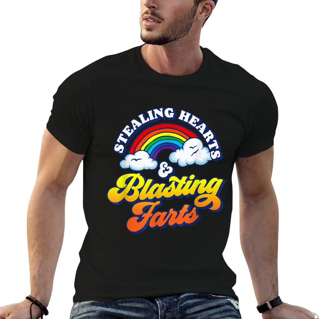 Stealing Hearts  Blasting Farts Funny Rainbow Valentines  Heathered Texture T-Shirt