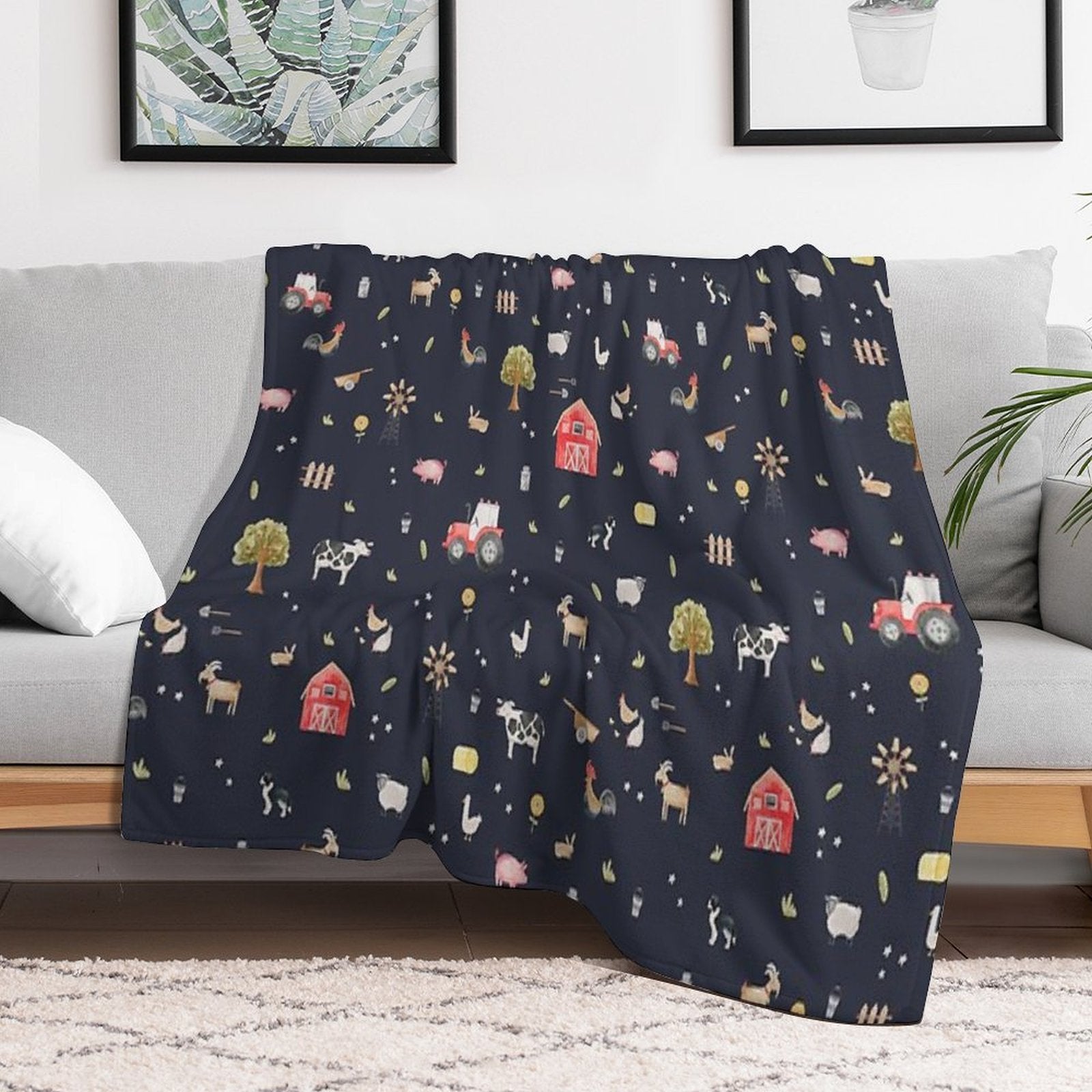 The Farmyard Easy Care Throw Blanket