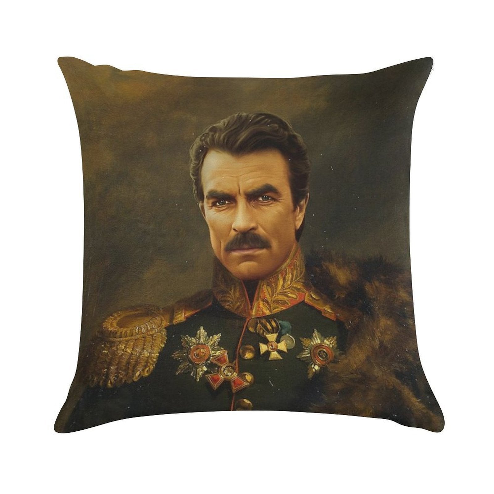 Tom Selleck - Replaceface Soft Short Plush Fabric Throw Pillow