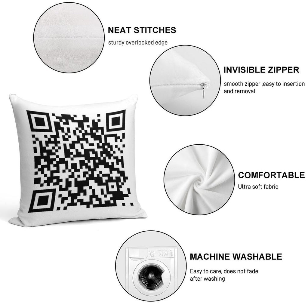 QrCode Rick Astley - Never Gonna Give You Up Soft Decorative Cover Throw Pillow