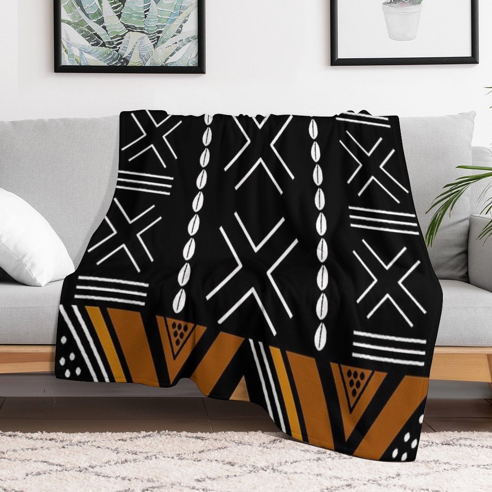 African Mud Cloth Bogolan Design Comfort Throw Blanket