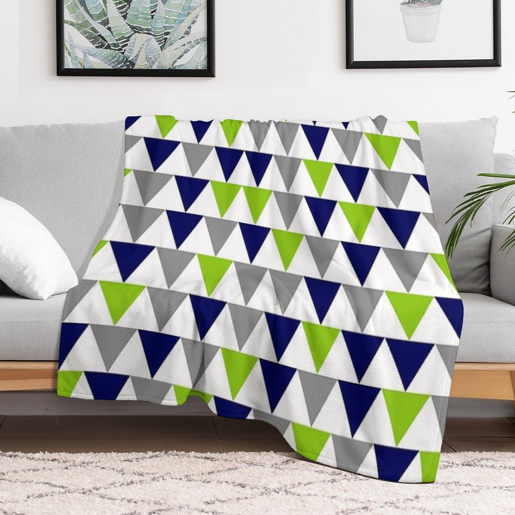 Arrows Lime Green,  Bright Navy Blue, Grey, And White Geometric Pattern Durable Throw Blanket