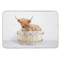 Highland Cow in Wooden Bathtub, Cow Taking A Bath, Cow Bathing, Bathtub Animal Art Print By Synplus  Absorbent Bath Mat