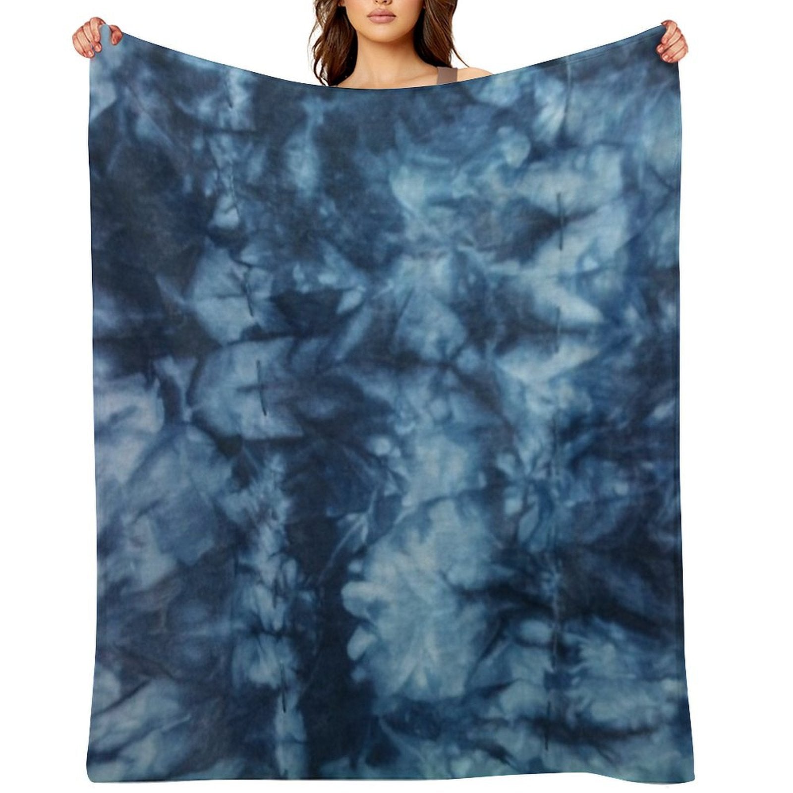 Blue Tie Dye Durable Throw Blanket