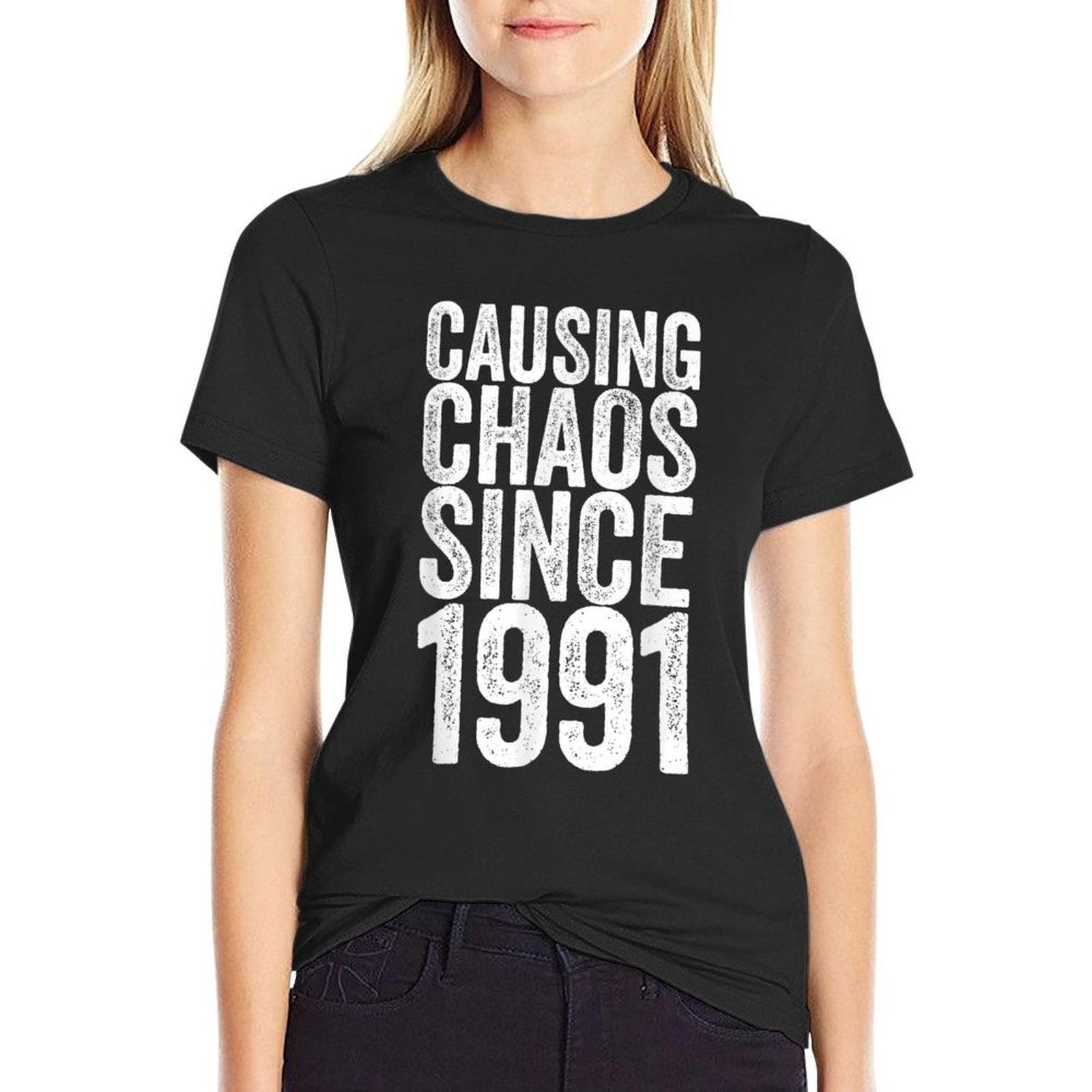 30 Years Old 1991 Causing Chaos Funny 30th Birthday  Lightweight T-Shirt