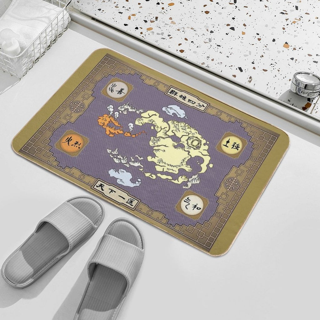 Avatar Map Colored  Easy To Clean Bath Mat