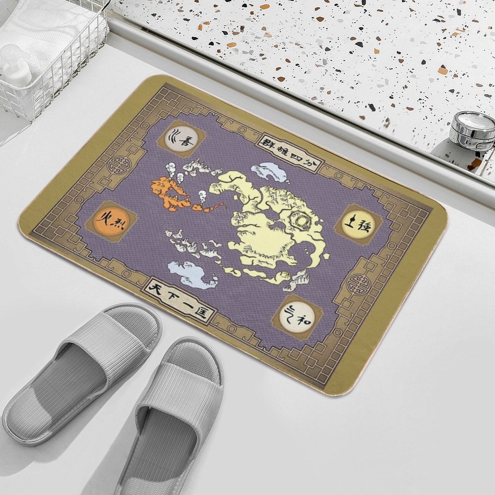 Avatar Map Colored  Easy To Clean Bath Mat