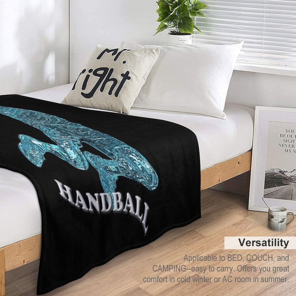 Handball Player Blue Silhouette Gift-ready Throw Blanket