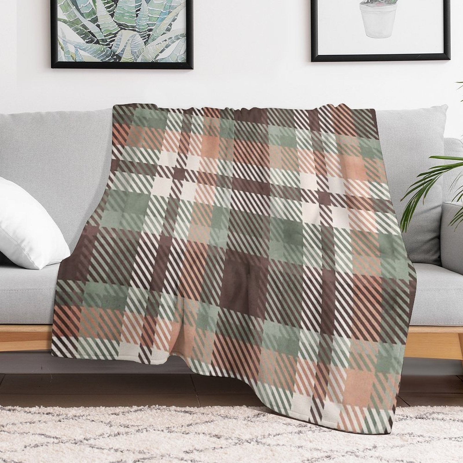 Aspen Flannel Brown Teal Shrink-resistant Throw Blanket