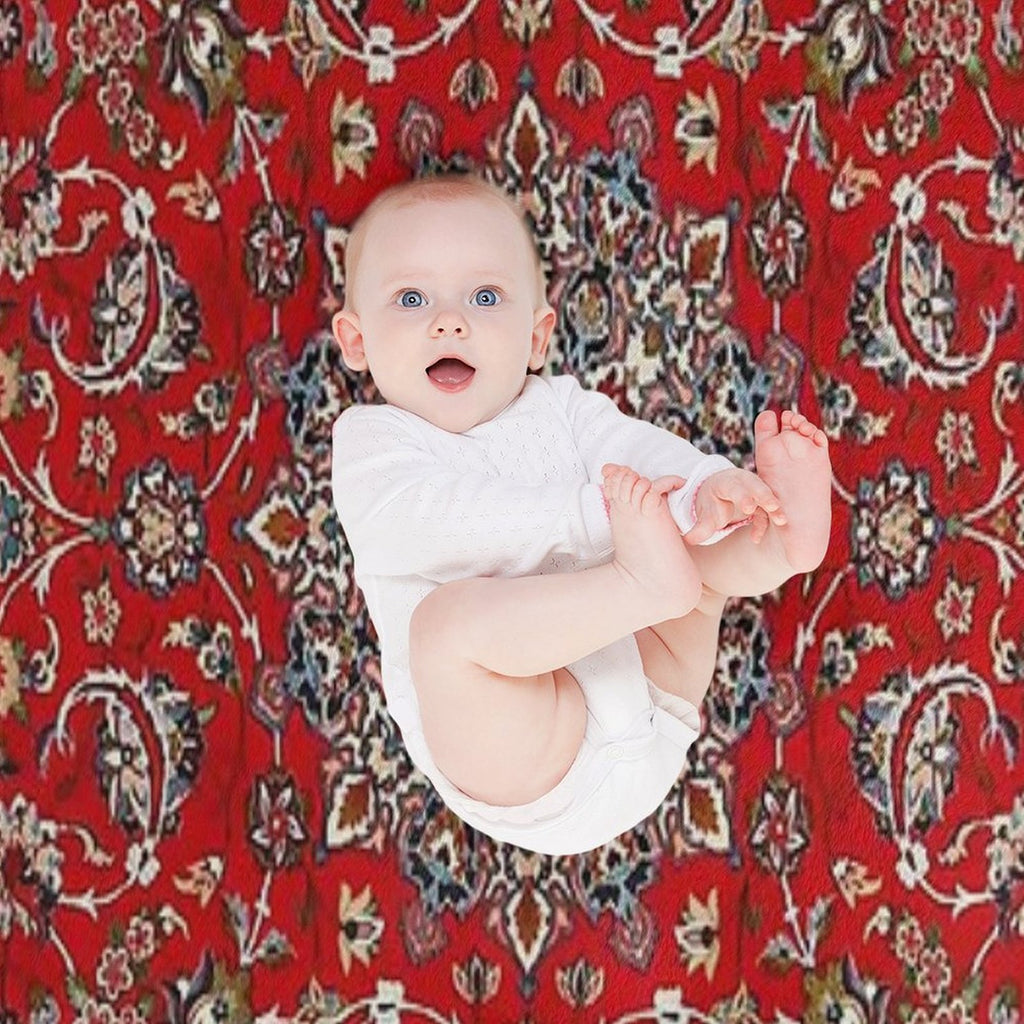 Fine Silk & Wool Isfahan Persian Rug Print Shrink-resistant Throw Blanket
