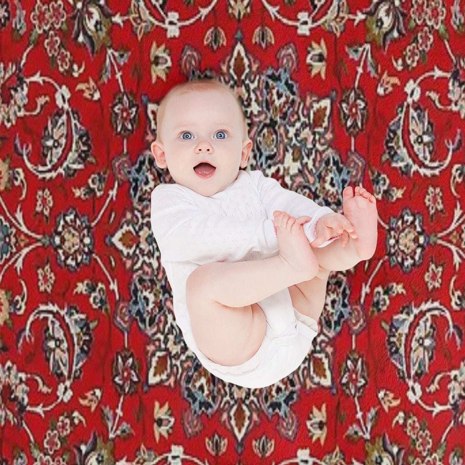 Fine Silk & Wool Isfahan Persian Rug Print Shrink-resistant Throw Blanket
