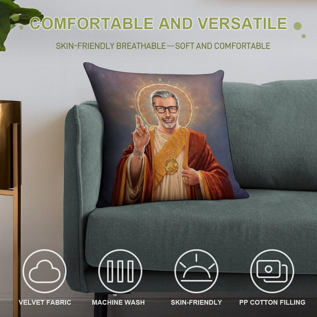 Saint Jeff of Goldblum, Jeff Goldblum Original Religious Painting Soft Shrink-Resistant Throw Pillow