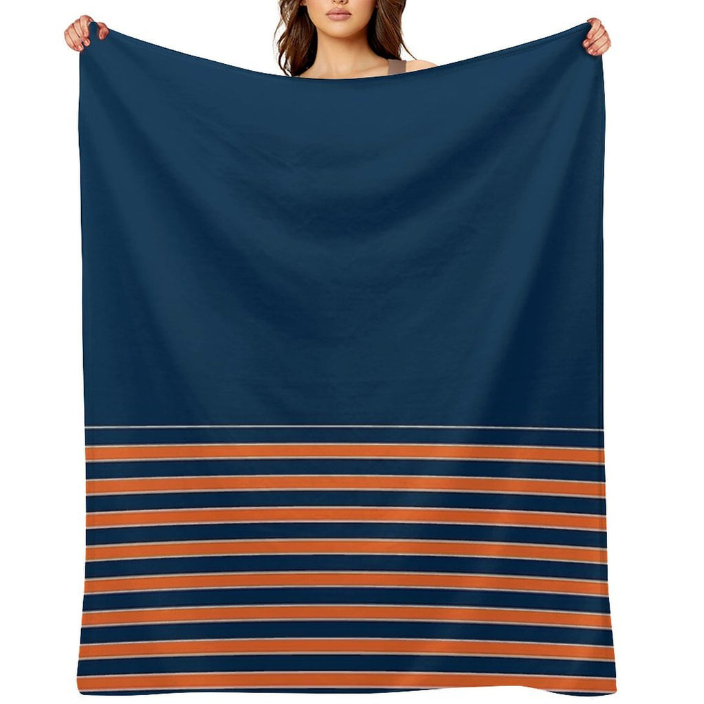 Indigo Orange Stripes Travel-friendly Throw Blanket