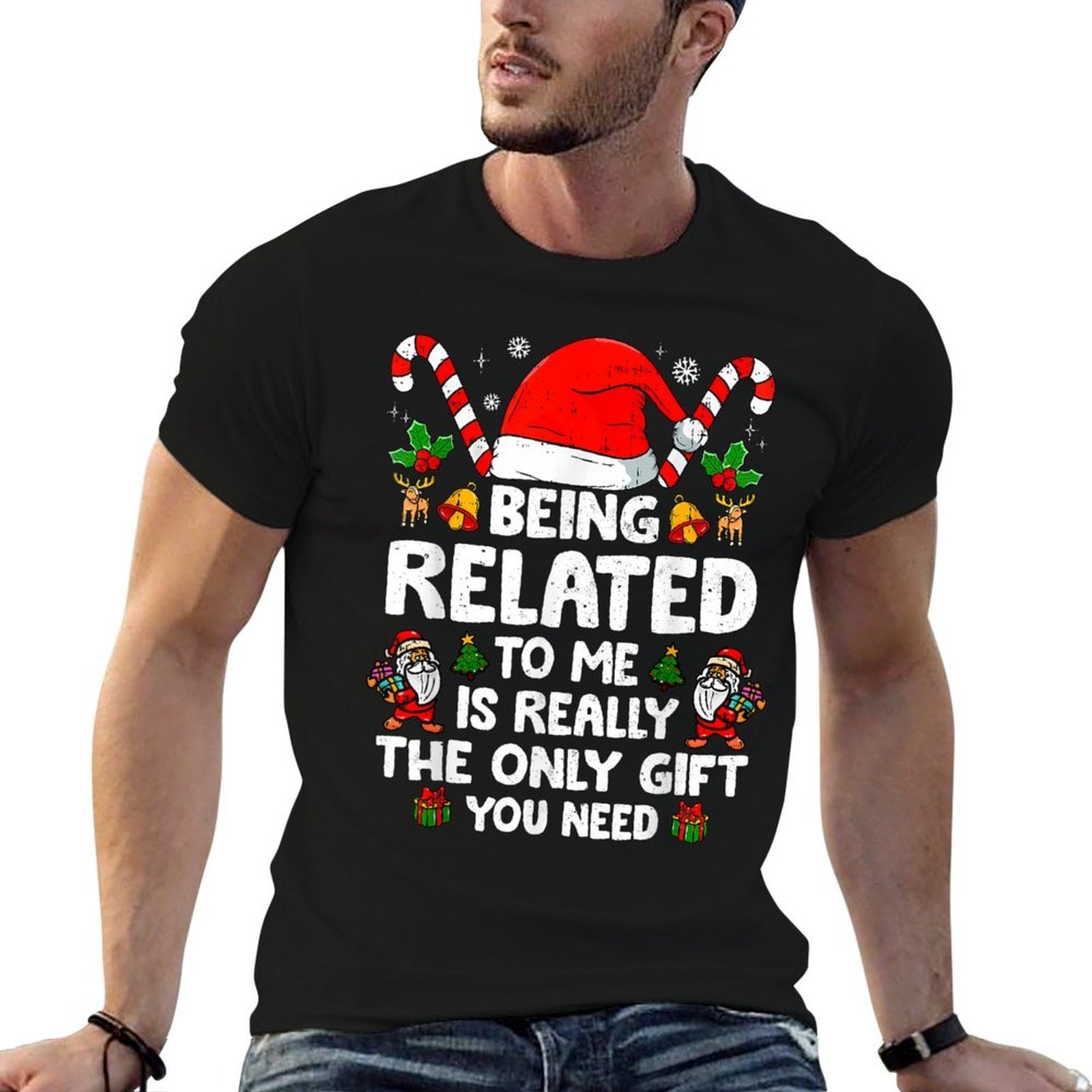 Being Related To Me Funny Christmas Family Xmas Pajamas  Quick-drying T-Shirt