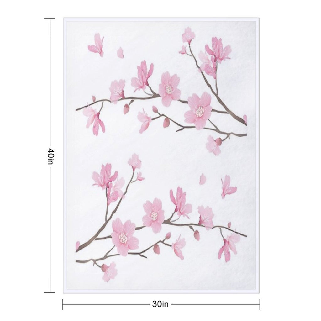 Cherry Blossom Flower Plant - Transparent Background Easy Care Throw Blanket