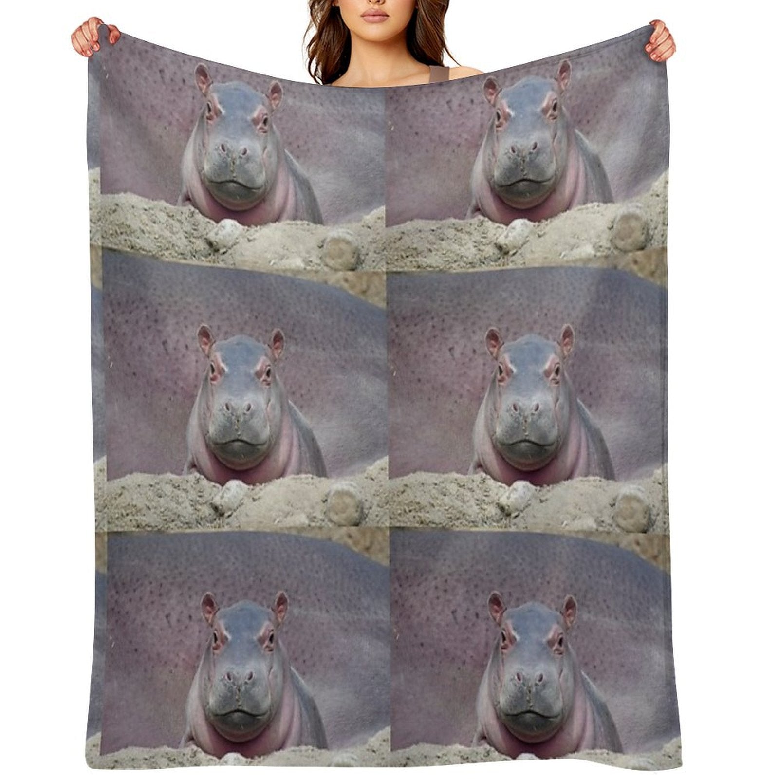 Baby Hippo Fritz at The Cincinnati Zoo Versatility Throw Blanket