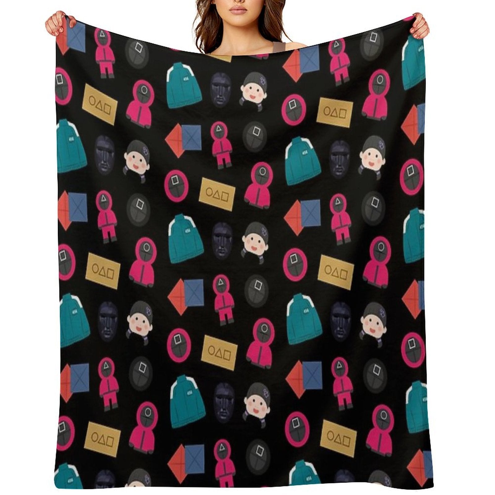 Player 456, Invitation Card, Pink Guard, Frontman, Ddakji, Young Hee Pack Squid Game Netflix Multi-functional Throw Blanket