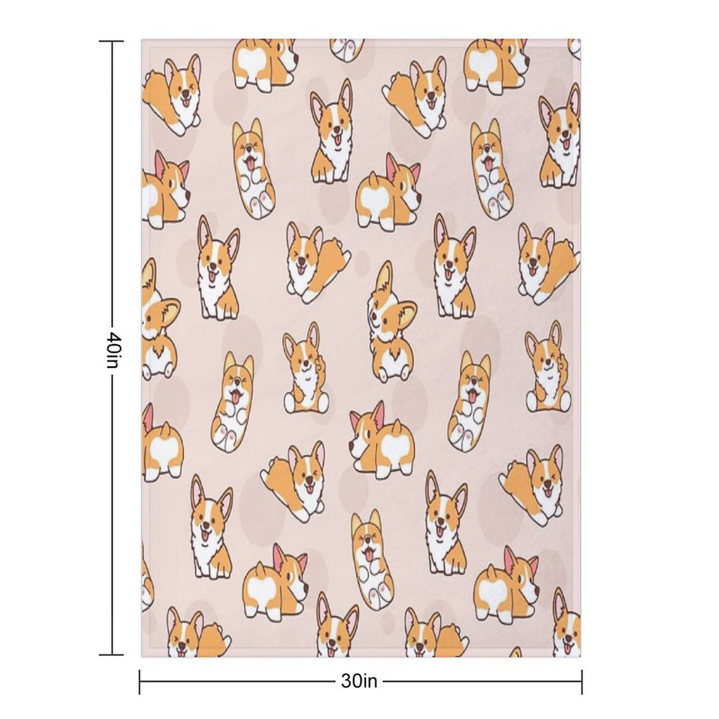 Corgi Puppy Fun Quick-dry Throw Blanket