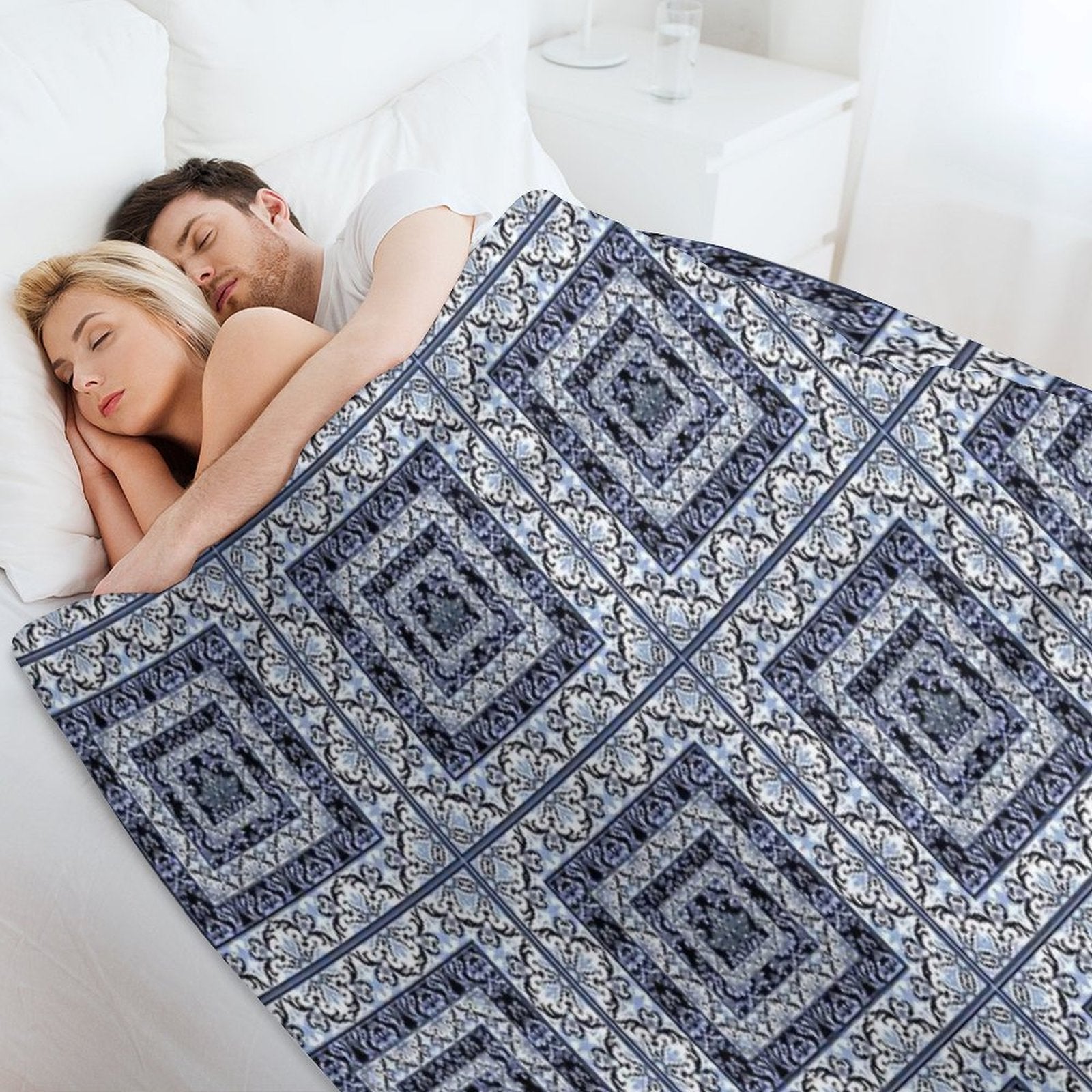 Damask Mosaic Tile Art Multi-functional Throw Blanket