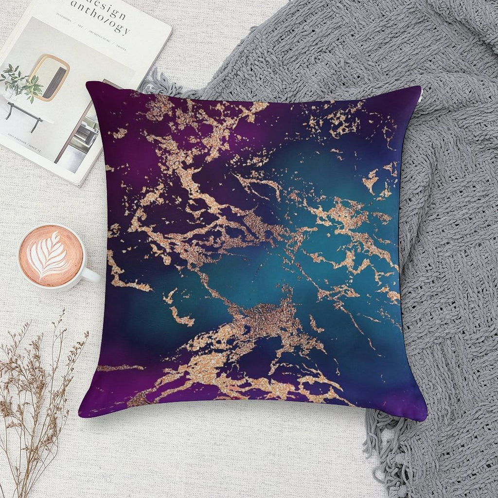 Jewel Tone Rose Gold Marble  Turquoise Blue And Purple Soft Luxury Feel Throw Pillow