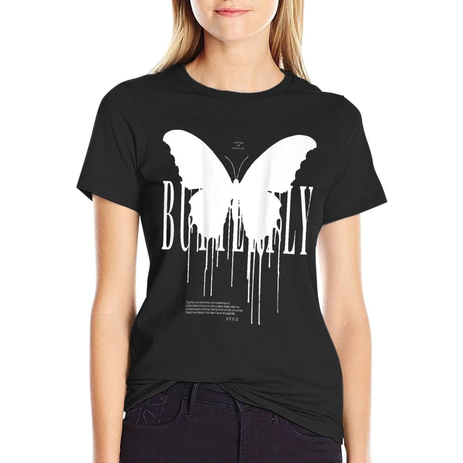 Back Print Streetwear Hip Hop Retro Vintage Moth Butterfly  Polyester Blend T-Shirt