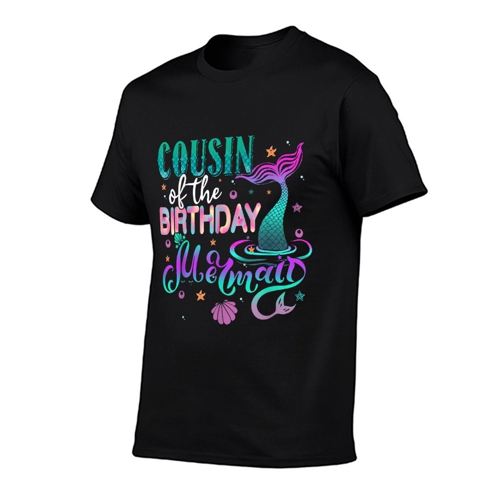 Cousin Of The Birthday Mermaid Family Matching Party Squad  Ribbed Collar T-Shirt