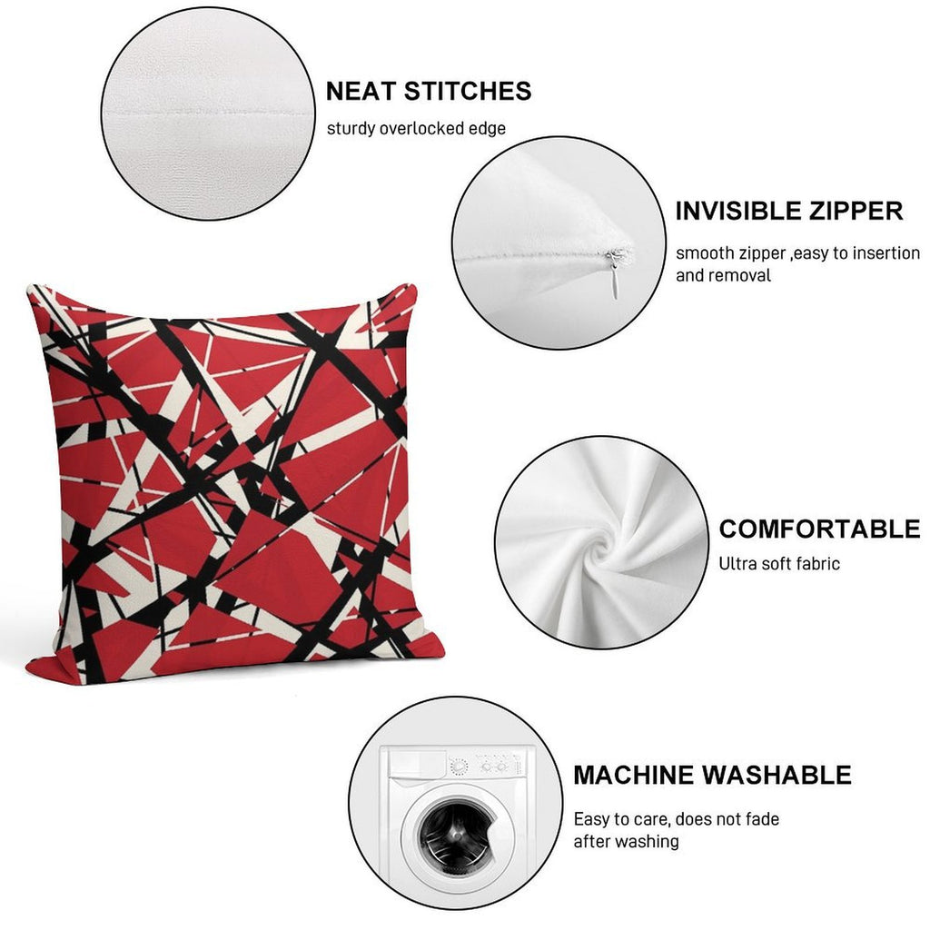 EVH Authentic Stripes Design (red) Soft Hidden Zipper Throw Pillow