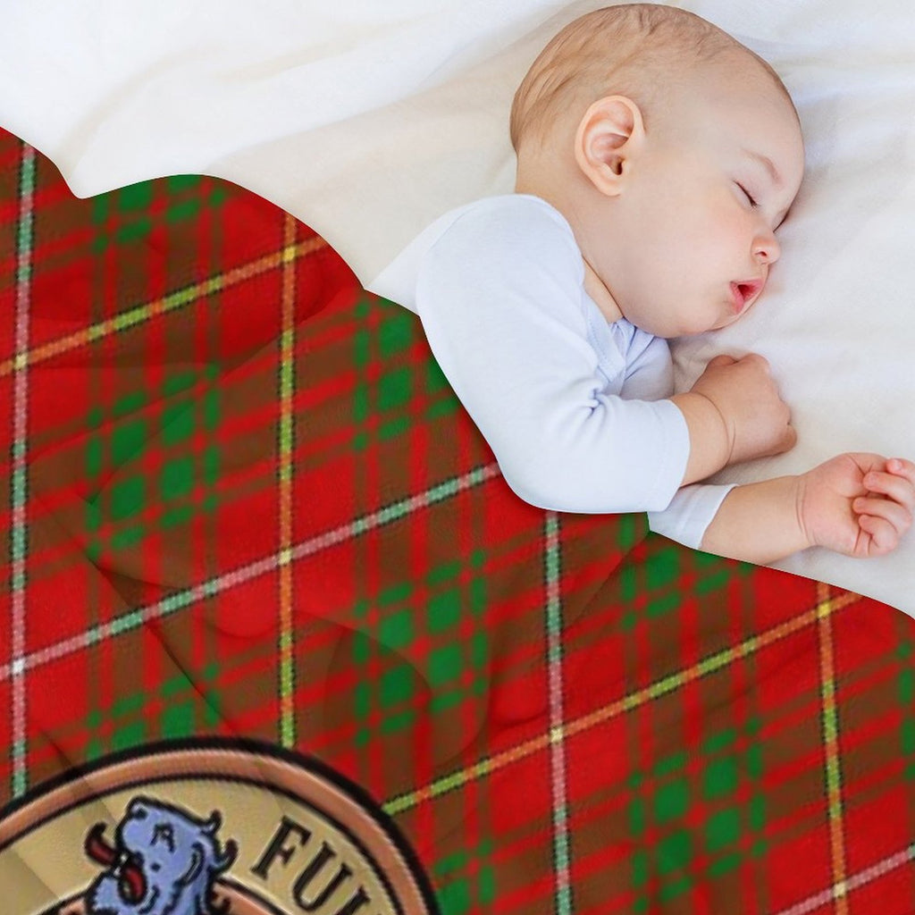 Clan Bruce Crest over Tartan Quick-dry Throw Blanket