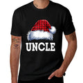 Uncle Santa Red Plaid Christmas Family Matching Pajamas Xmas  Cotton T-Shirt