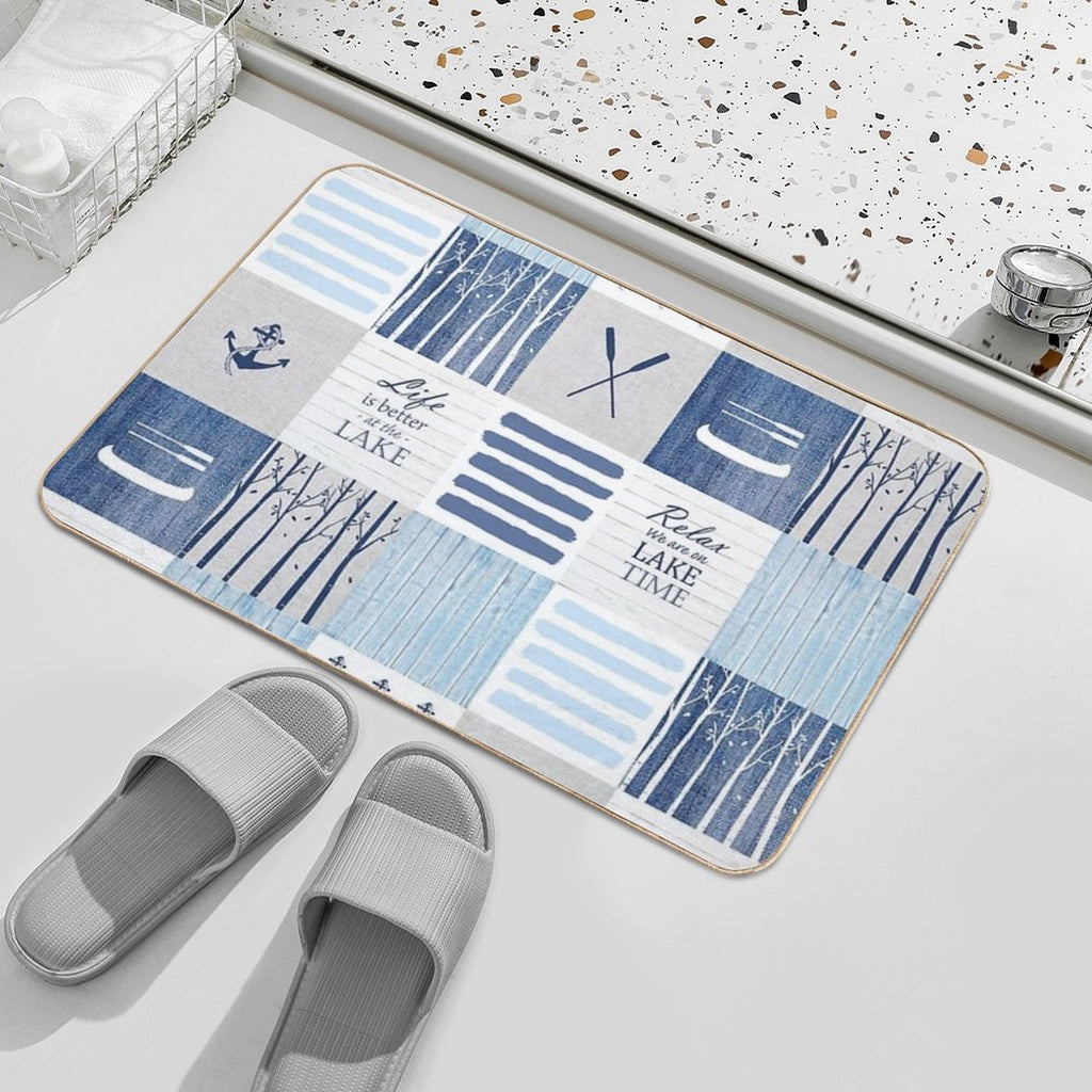 Life Is Better at The Lake Patchwork  Stain-Proof Bath Mat