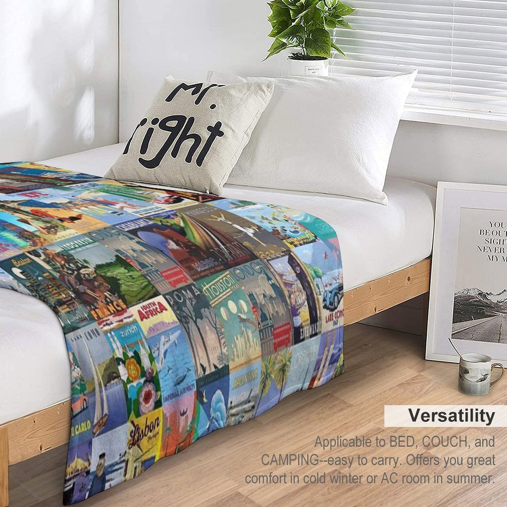 Art Deco Travel Velvety-soft Throw Blanket
